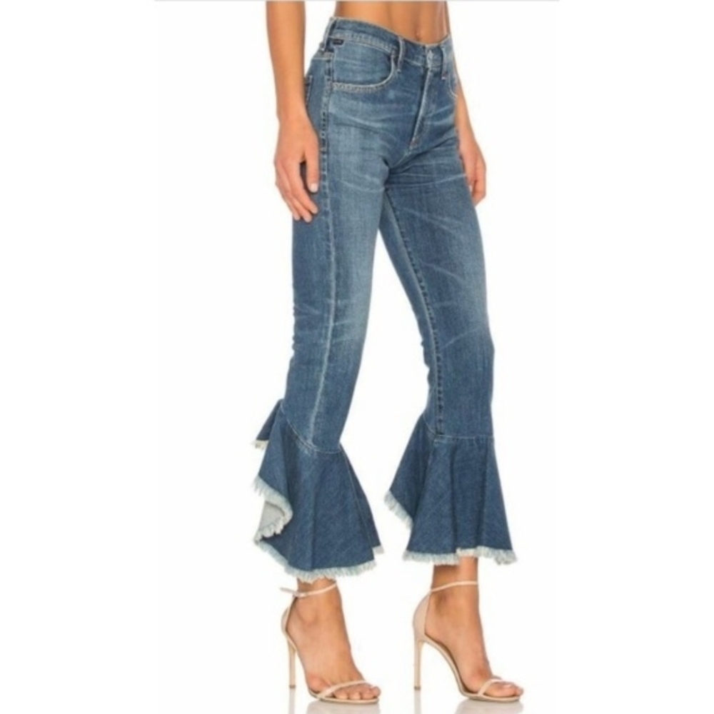 NEW Citizens Of Humanity Drew Flounce Jeans Size 26 Blue Denim Cropped Bell